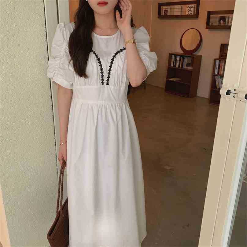 

Elegance Hook Flowers Sweet Brief Stylish Pleated High Waist All Match Femme Gentle Chic Long Dresses Vestidos 210525, Blue