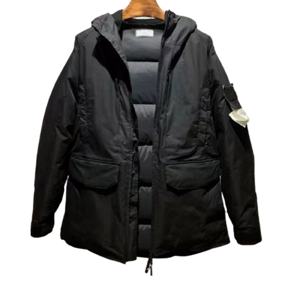 

Winter Outdoor Down Jacket Highweight Windproof Keep Warm Coat With Hood, Black