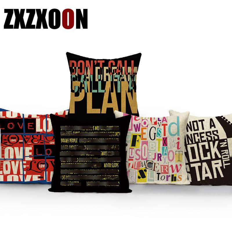 

Cushion/Decorative Pillow Letter Rock Start Colorful Pillows Case Cover Cotton Linen Sofa Home Decoration Cushion Pillowcase For Living Room