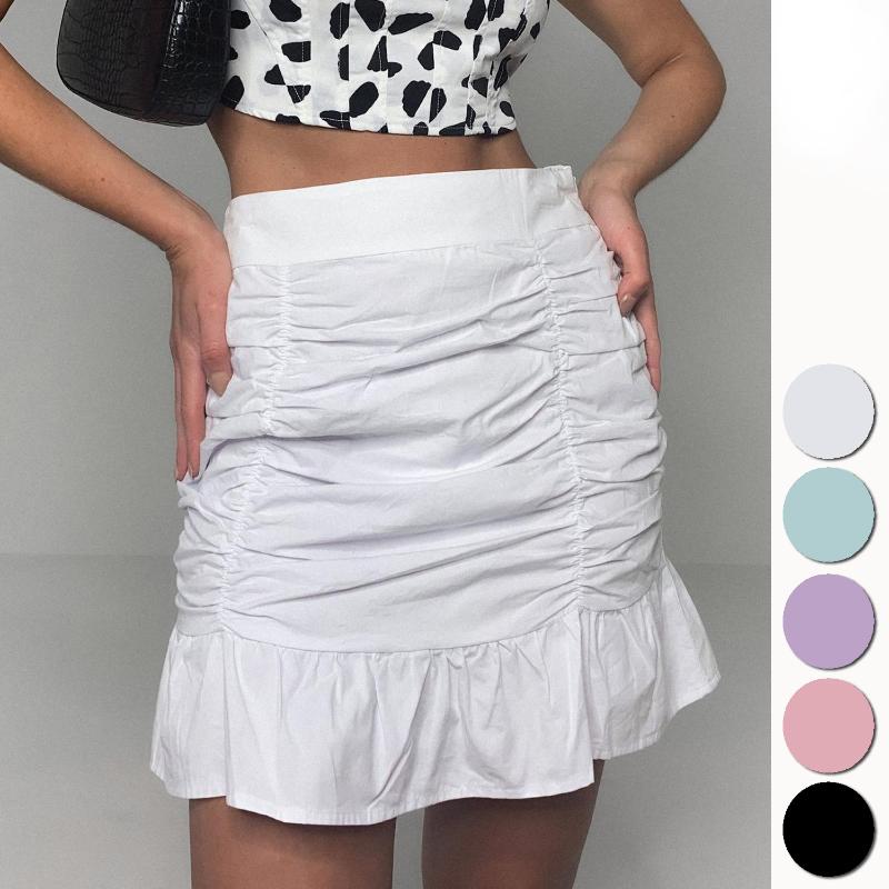 

Skirts 2021 Beach Mini For Women Summer Fashion Casual Solid Woman High Waist Black White Sexy Short Pleated Skirt