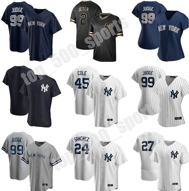 

Custom 2021 Men Women Youth Baseball 45 Gerrit Cole Jersey 2 Derek Jeter Gary Sanchez DJ LeMahieu Aaron Judge Gleyber Torres Stanton Yankees, Blue;black