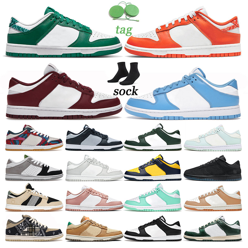 

2022 designer skate low mens running shoes sneakers Paisley Green Orange Unc Bordeaux Grey Fog Black White men women outdoor fashion trainers, C29 green glow 36-45