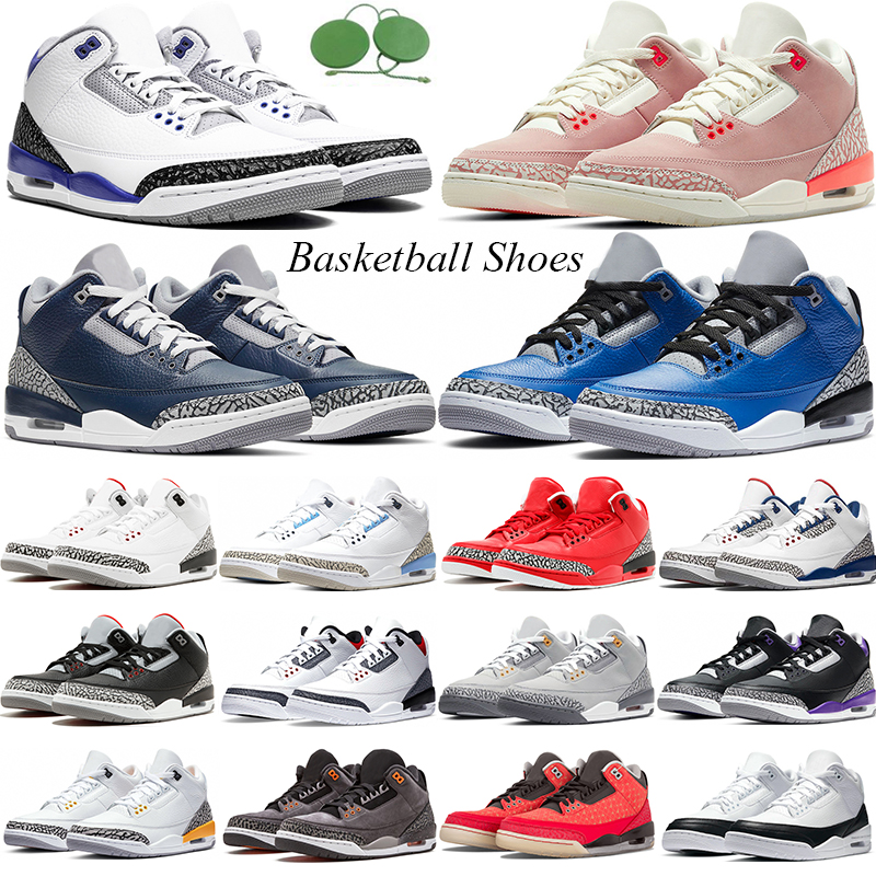 

3 3s jumpman shoes Racer Blue Michigan Fear Midnight Navy White Cement UNC Rust Pink Fire Red Tinker Pit Crew trainers outdoor mens sneaker