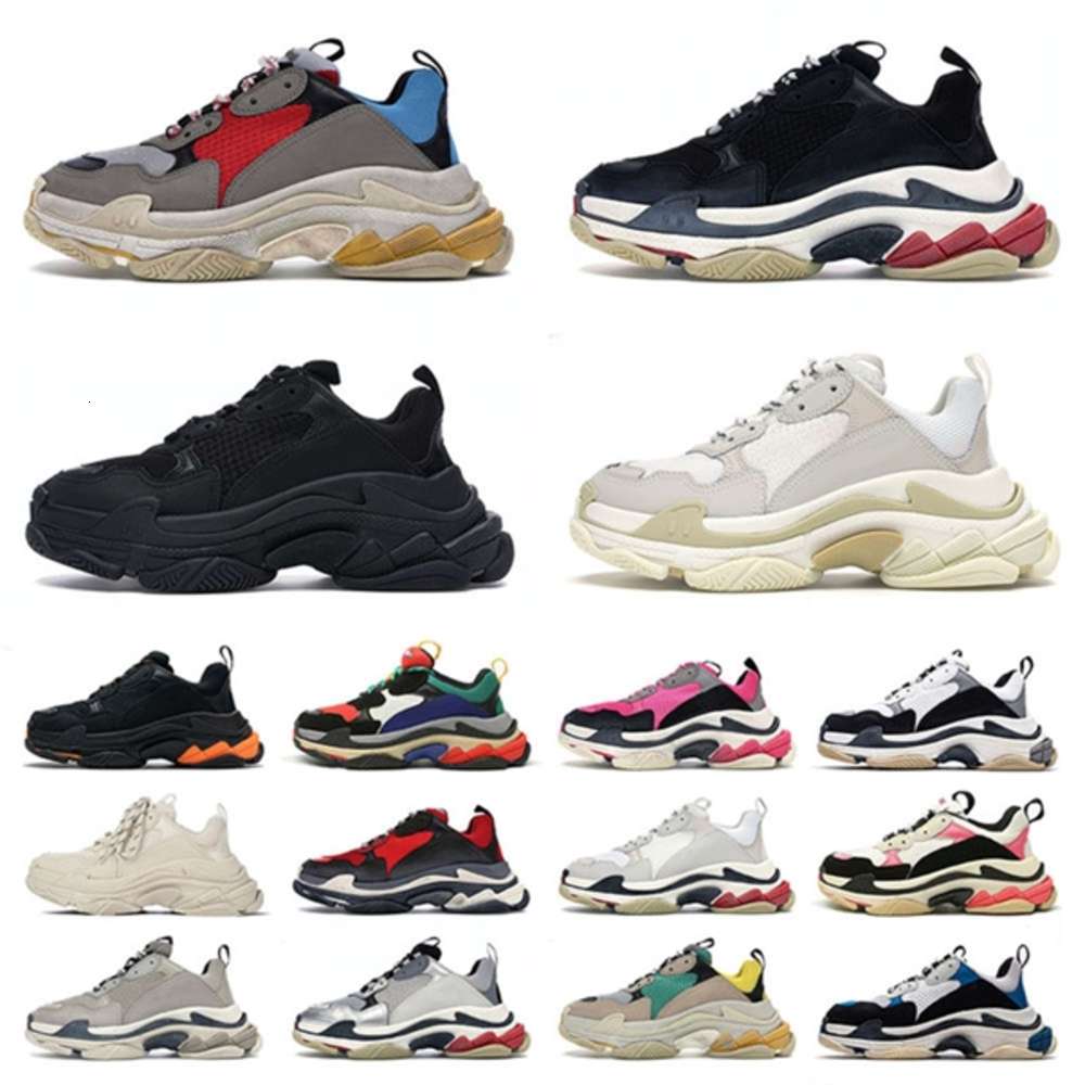 

Triple S 17 FW Men Women Luxurys Designers Casual Dad Shoes Crystal Bottom Platform sneakers Trainers Balencaiga Leather Suede Clear hachishoes, A10 pink 36-40