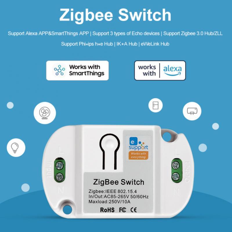 

Smart Home Control Zigbee Switch Module AC85-265V 10A APP Remote Work With Alexa SmartThings For Heater Socket Fan Light