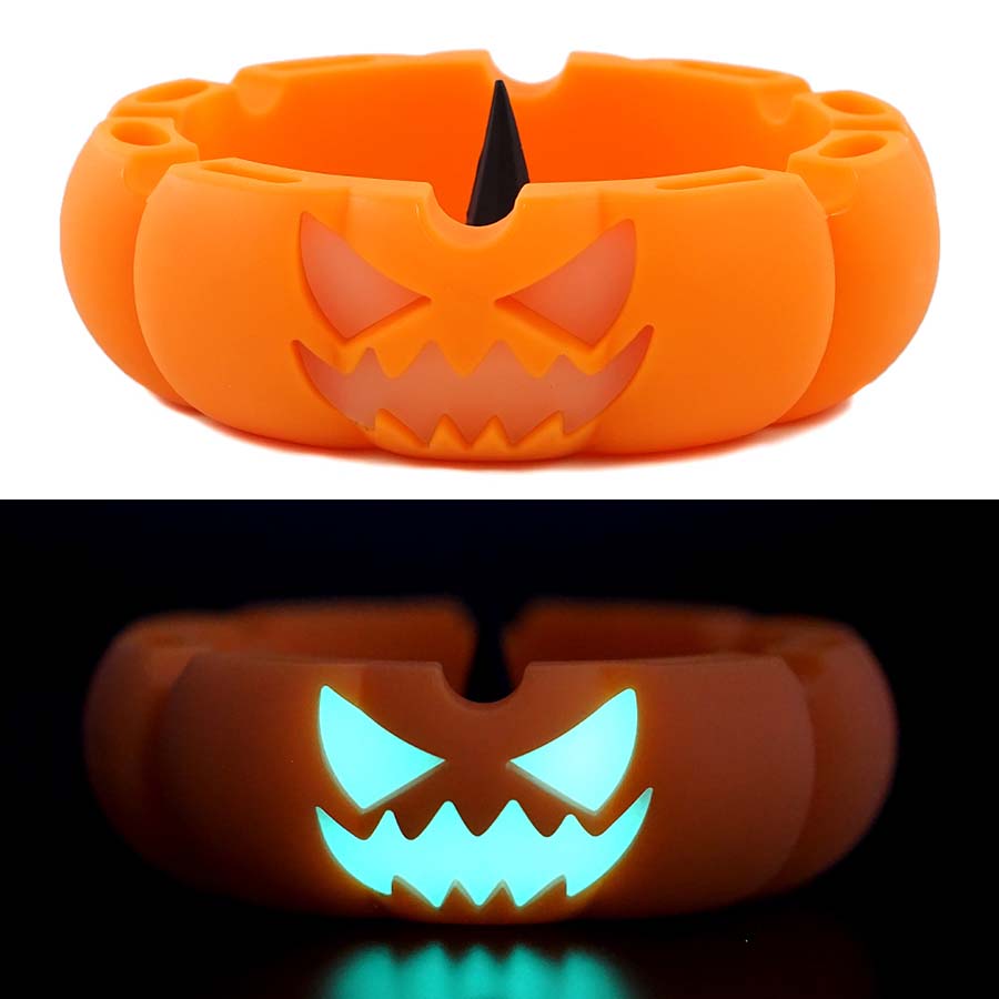 

Glow in the dark pumpkin ashtray Halloween container durable ashtrays heat resitant portable silicone box holder Smoking Accessory