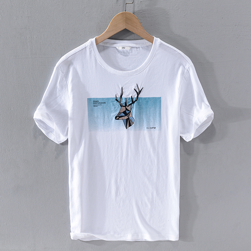 

2021 New Vero Bordado Manga Curta Linho Camisa Masculina Moda Branca Camiseta Para Homem Casual Solto t Camisas Masculinas Confortveis 9mlf, Black