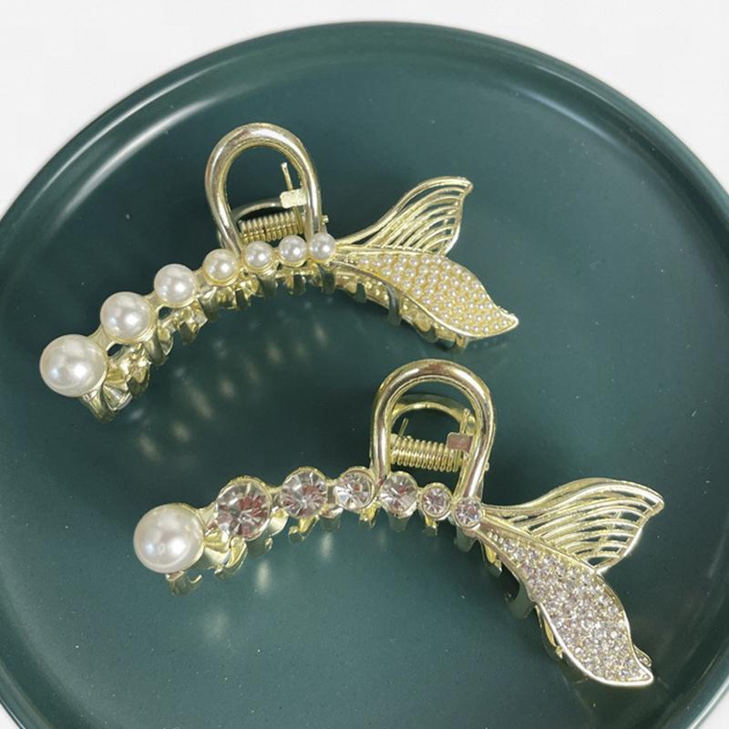 

Hair Clips & Barrettes FORSEVEN For Women Elegant Rhinestone Unique Pearl Mermaids Tail Hairpins Simple Bridal Accessories, Golden;silver