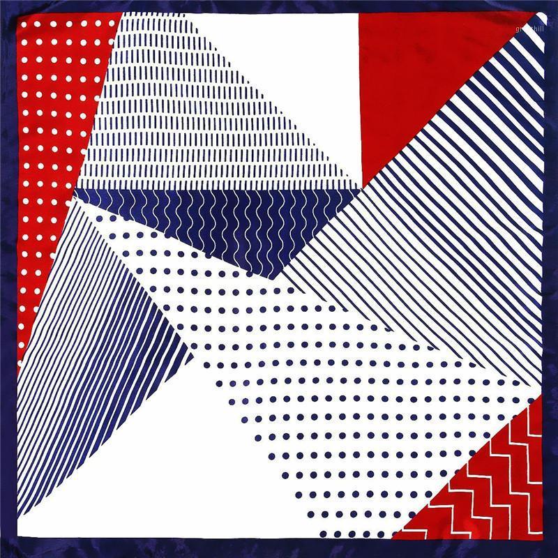 

Silk Scarf Women Geometric Dot Square Scarves Wraps Small Bandana Office Lady Foulards Head Neckchief Hijabs 60CM, Blue;gray