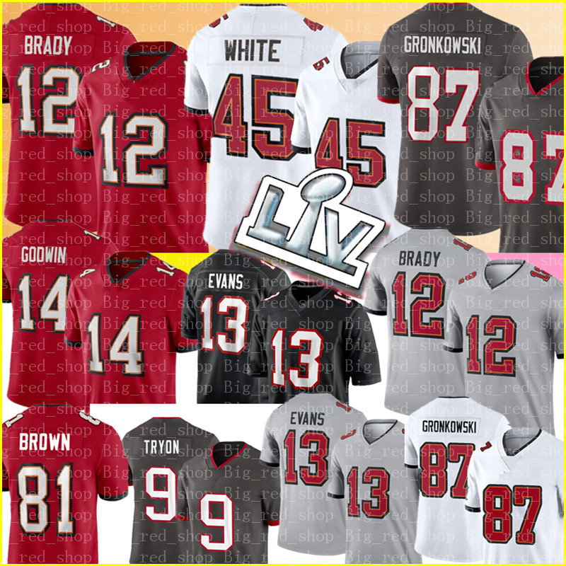 

12 Tom Brady 45 Devin White Jersey 87 Rob Gronkowski 13 Mike Evans 14 Chris Godwin Football Jerseys Kyle Trask Alstott Joe Tryon B rown Antoine Winfield Jr Brooks, Women {s-xxl}
