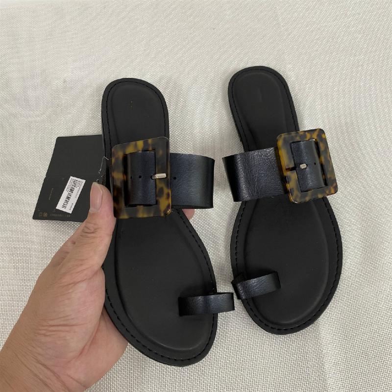 

Retro Buckle Flat Bottom Women Shoes Plus Size Comfort PU Leather Fashion Female Slippers Solid Comfort Woman Outside Slides, Khaki