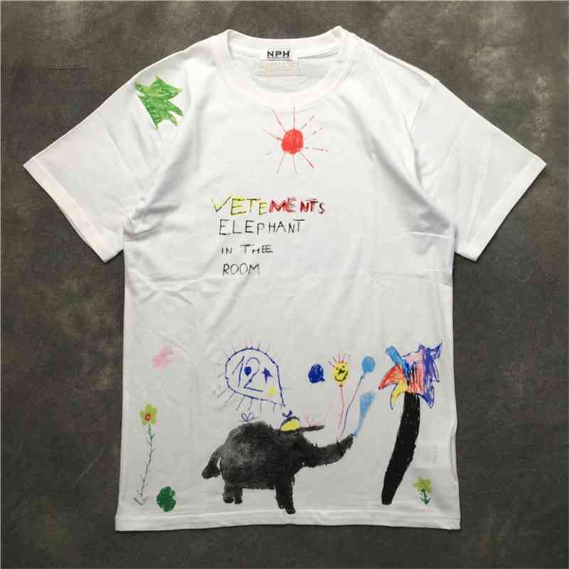 

Novelty Men VETEMENTS Elephant T Shirts T-Shirt Hip Hop Skateboard Street Cotton T-Shirts Tee Top kenye S-XXL #K17 210629