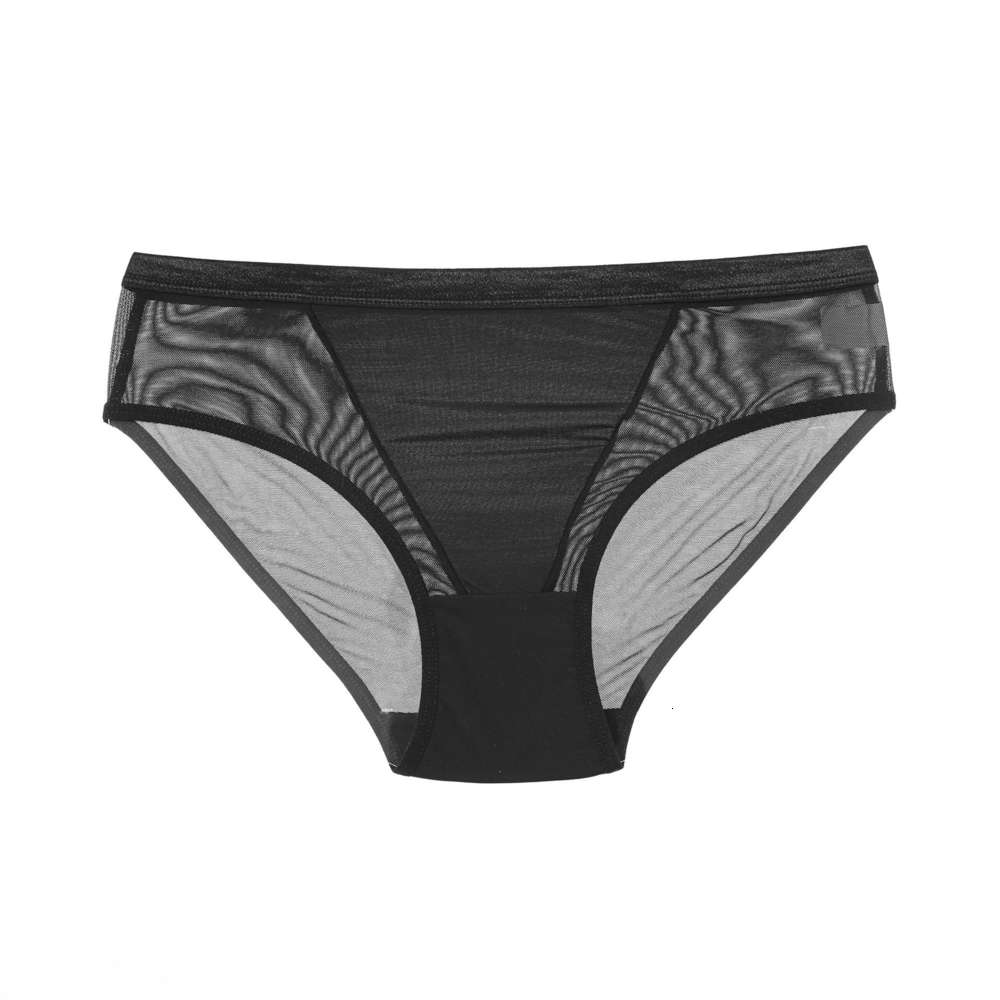 

Women's briefs low waist mesh solid color cotton crotch sexy l047, Black;white