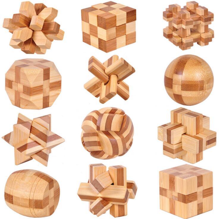 

Student adult Bamboo kids educational toy Kongming Luban lock Blocks Ball square tetrahedron Jupiter Tic-Tac-Toe Cage Wine barrel locks Vent and decompress toys