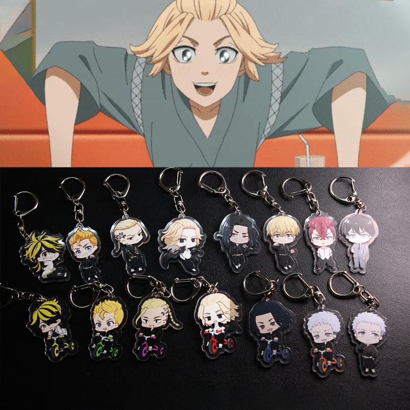 

Keychains Revengers Anime Cosplay Keychain Manjiro Ken Takemichi Hinata Atsushi Chibi Kawaii Bag Pendant Fans Collection Props