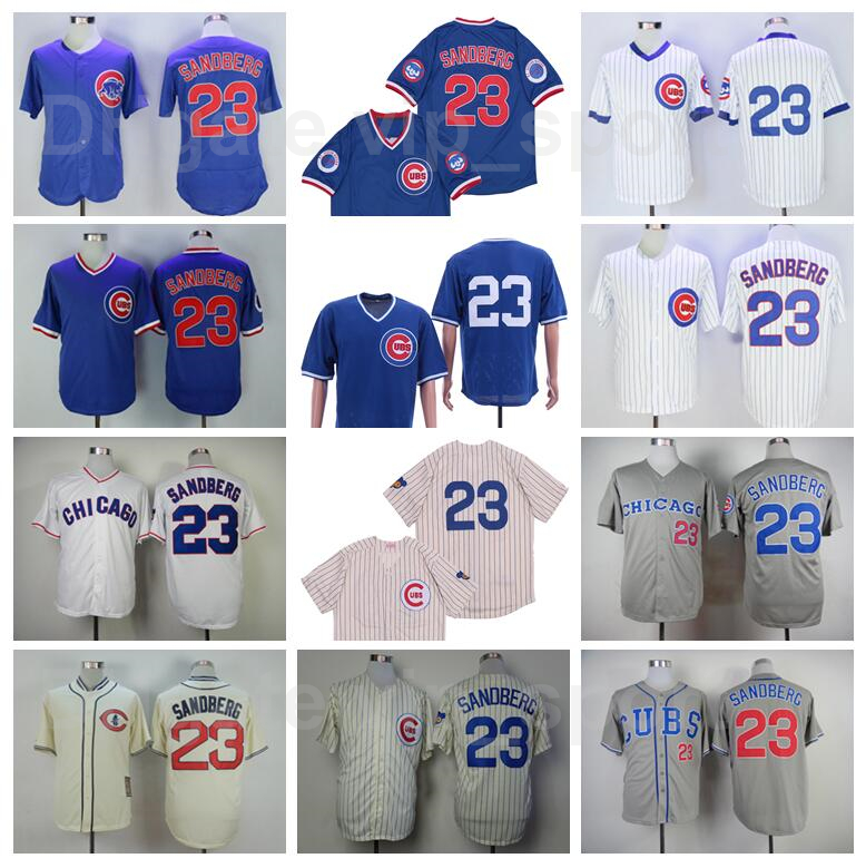 

Retro Baseball 23 Ryne Sandberg Vintage Jersey 1929 1969 1984 1988 1990 Blue White Grey Beige Team Color Pullover Pinstripe Stitched