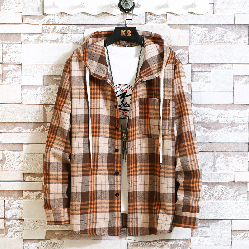 

2021 New Arrived Plaid Hoodie Sweatshirt Men Flannel Fleece Style Hip Hop High Street Casual Cardigan Long-sleeved Vg4a, 5715 a