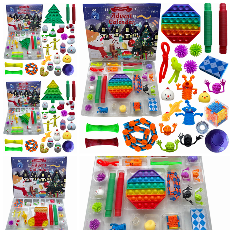 

Christmas Fidget Toys Advent Calender 24 Days Countdown Calendar Simple Dimple Decompression Toy Push Bubbles Xmas Gift RRA4405
