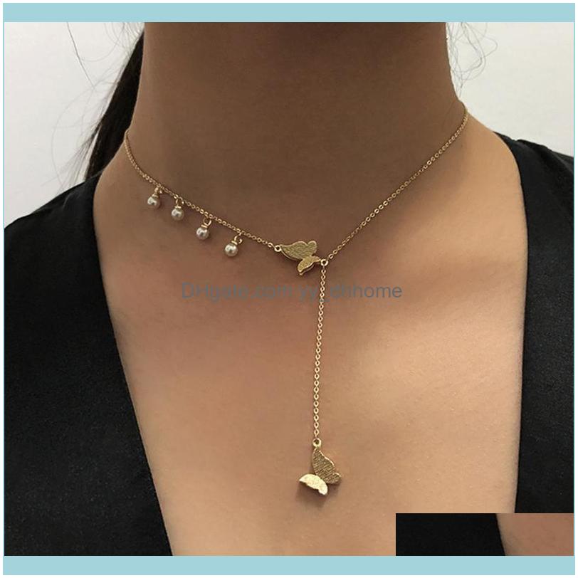 

Necklaces & Pendants Jewelryromantic Butterfly Pendant Necklace For Women Party Clavicle Chain Collar Choker Vintage Golden Color Chokers Je