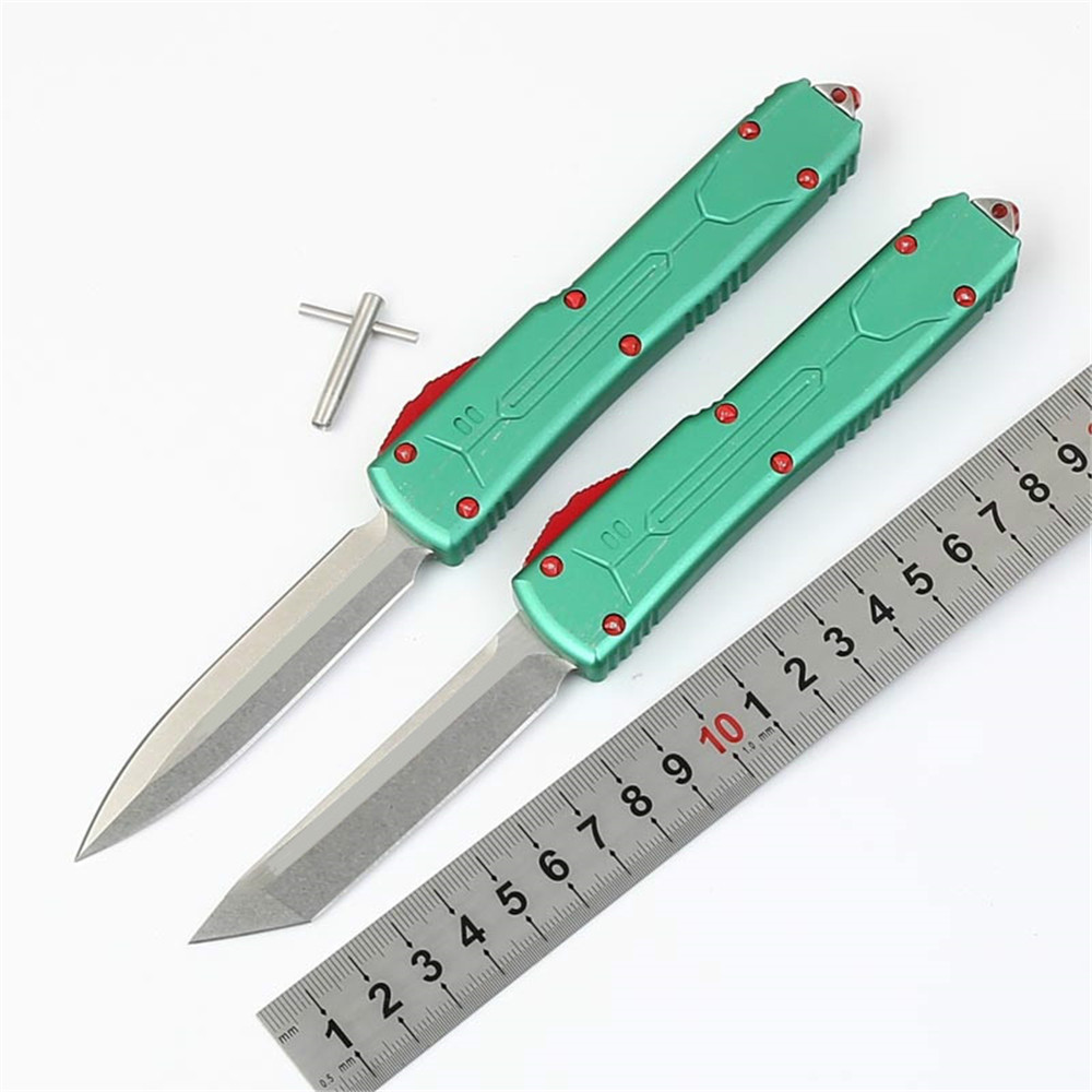 

Microtech UT green outdoor VG10 blade Aluminum alloy titanium plating handle camping hunting edc automatic knife