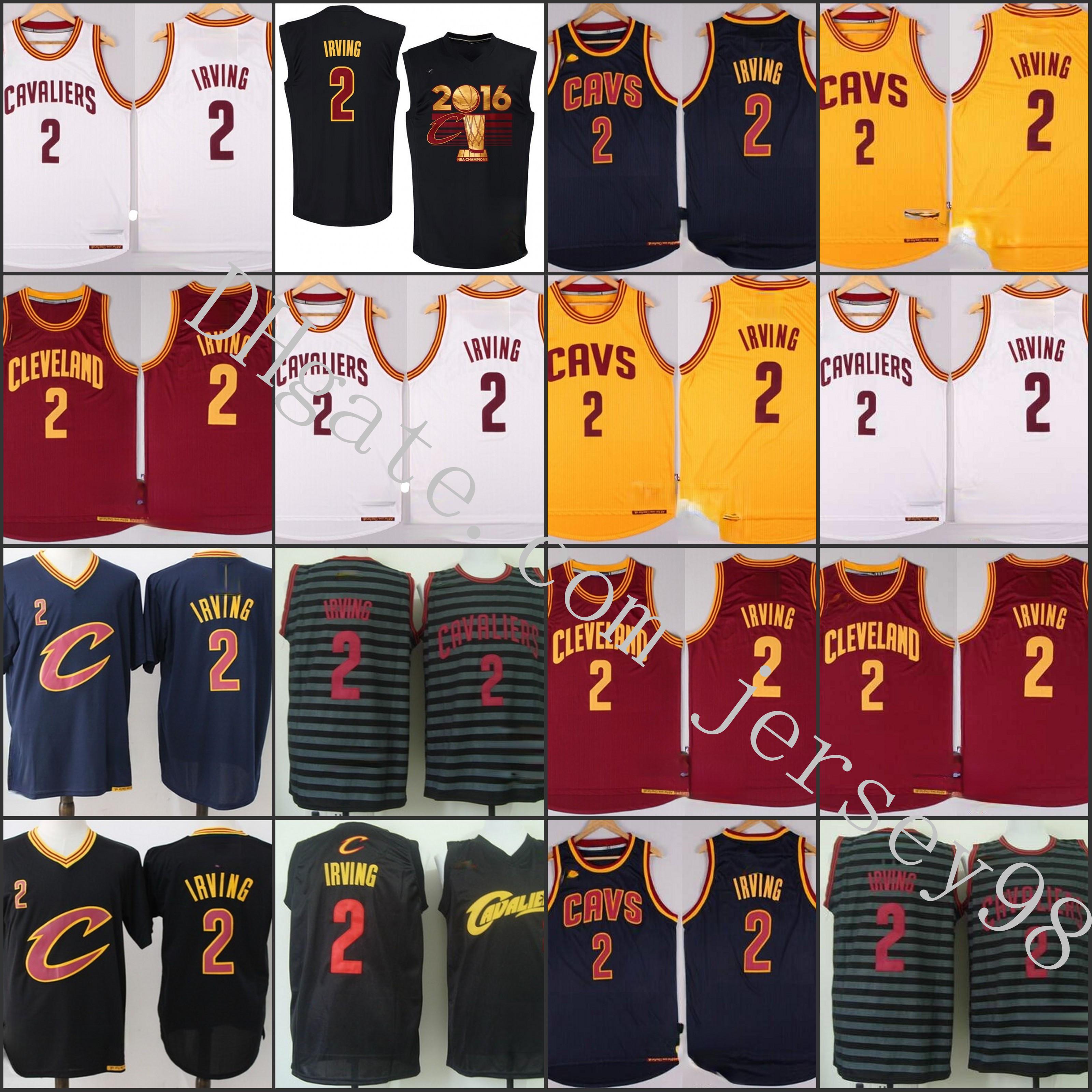 

Cleveland Cavaliers men 2 Kyrie Irving 2017 The Finals Patch Black With Red NBA Fashion Jersey, Black;red