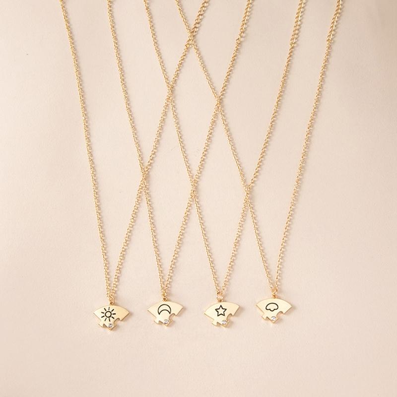 Pendant Necklaces Friend Friendship Necklace Sun Moon Cloud And Star Inlaid Rhinestone Stitching Fashion Jewelry Gift-image-711296369