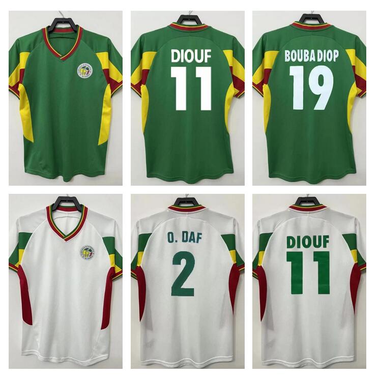 

2002 2003 Senegal retro soccer jerseys MANE KOULIBALY GUEYE KOUYATE 02 03 O.DAF DIOP H.CAMARA KH.FADIGA DIOUF Vintage Classic football shirt Maillot de foot Uniforms