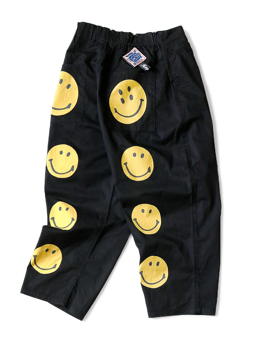 

Kapital Vintage Hiro Hirata smiley face print Velcro elastic waist casual pants for men and women, Black