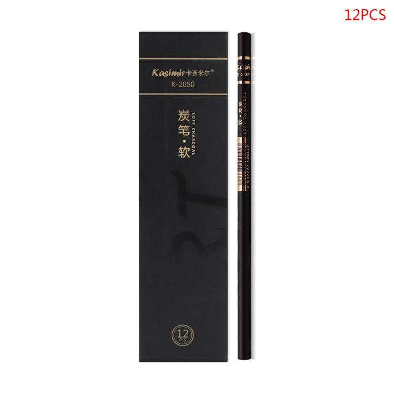 

12pcs Soft Medium Hard Black Sketch Charcoal Pencil For Sketching Drawing Paint Pencils