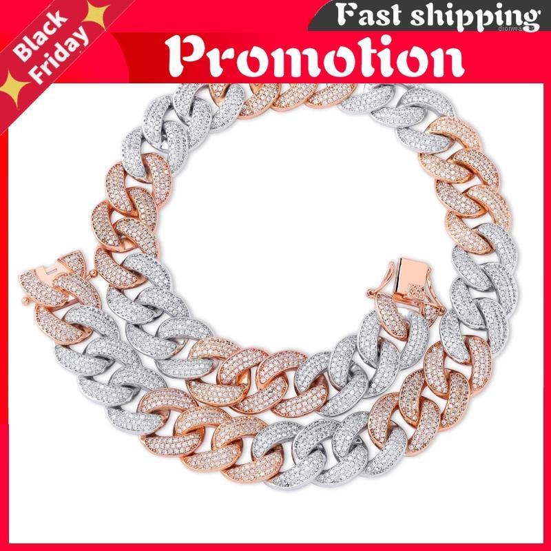 

Chains 18mm Maimi Cuban Link Chain Necklace Rose Gold & Silver Color Iced Out Cubic Zircon Hop Jewelry Gift