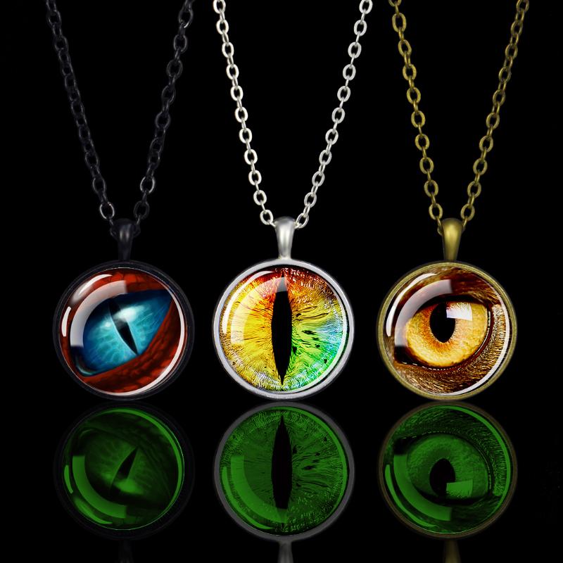 

Pendant Necklaces Anime Evil Dragon Eye Necklace Steampunk Black Bronze Silver Color Chains For Women Men Jewelry Glow In Dark