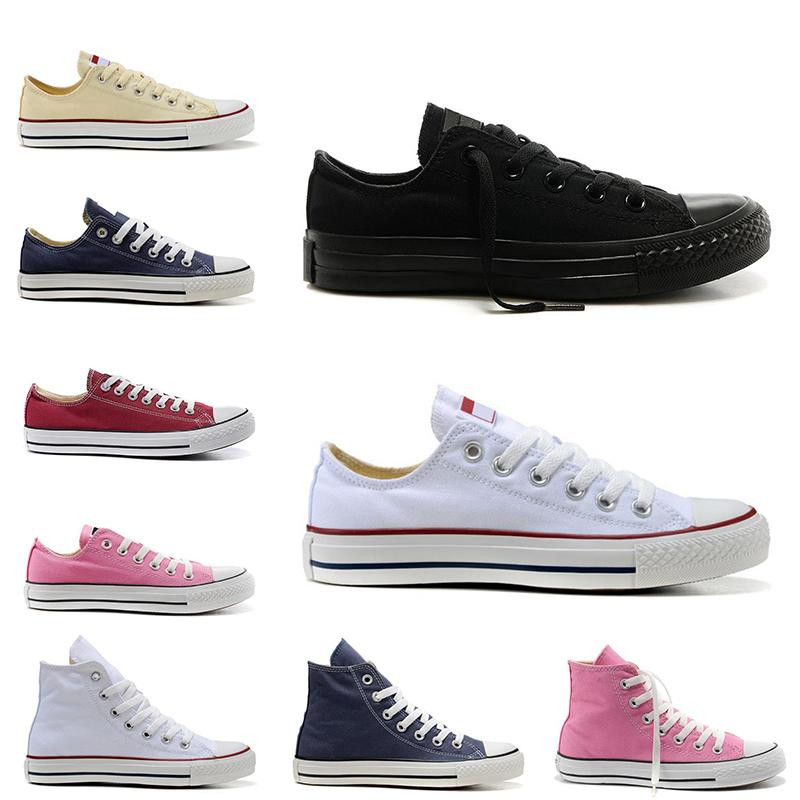 

classic canvas shoes men women platform casual shoes triple white black red pink navy blue high quality mens trainer, Black low
