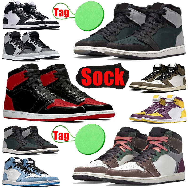 

With Sock and Tag 1 1s mens womens basketball shoes Bred Patent Fragment Brotherhood Hand Crafted Particle Grey men trainers sports sneakers wholesale, #2 fragment military blue