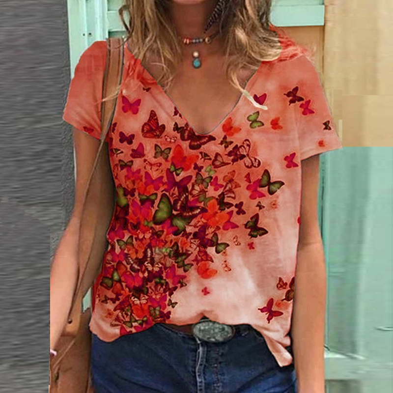 

2021 New Harajuku Woman Tshirts Halloween for Tops Summer Plus Size Butterfly Print Women Shirt Short Sleeve Cartoon T-shirt Ultl, 11