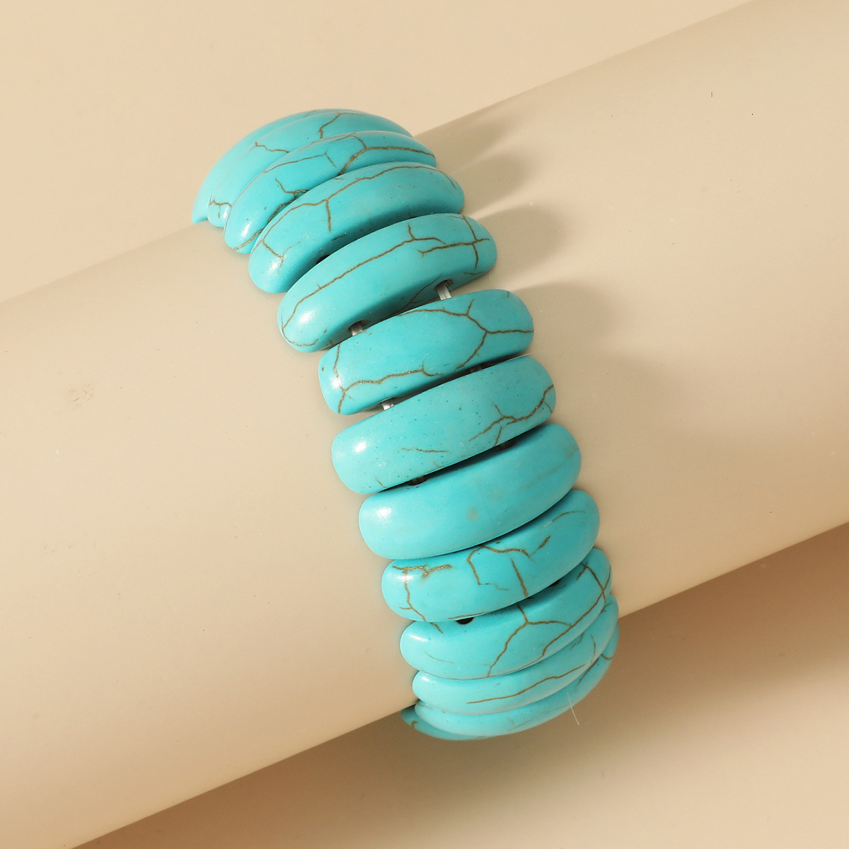 

Exaggerated moon Turquoise elastic Beaded Bracelet, Black