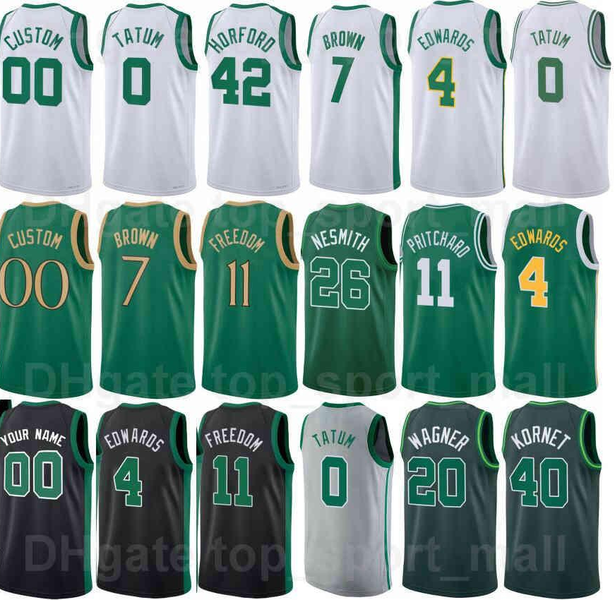 

Basketball Screen Printed 75th Anniversary Marcus Smart Jersey Jayson Tatum Romeo Langford Grant Williams Dennis Schroder Jaylen Brown Al Horford Black Green 1