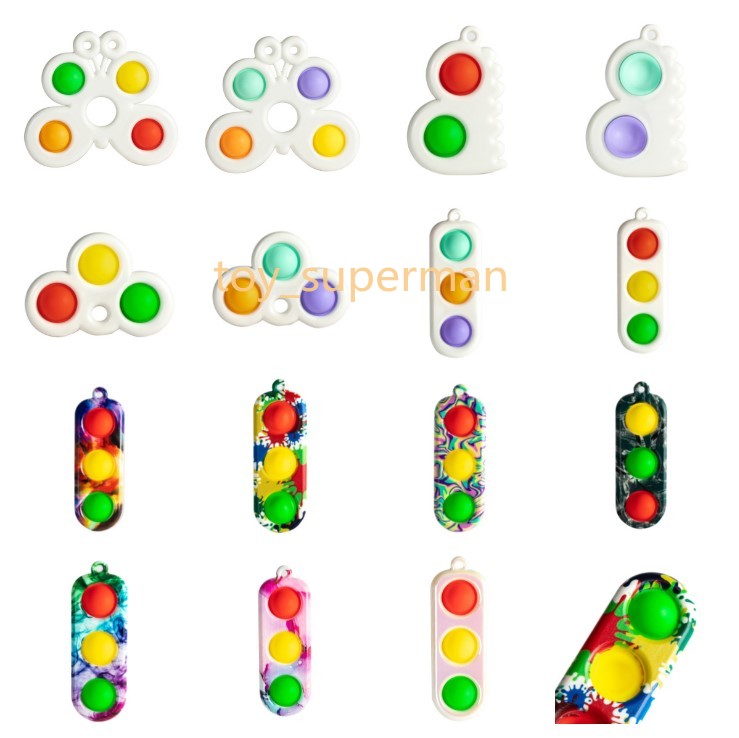 

Fidget Toys Keychain Push Bubble Board Game Sensory Simple Dimple Stress Reliever Colored Print