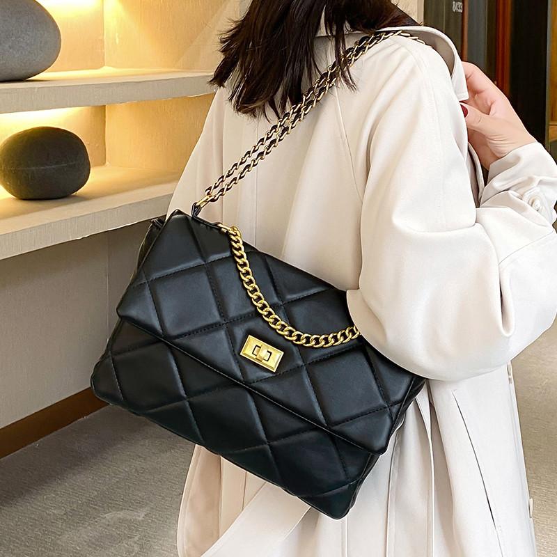 

Vintage PU Leather Crossbody Bag for Women 2021 Brand Chain Designer Handbags Diamond Grain Women's Trend Hand Bag black