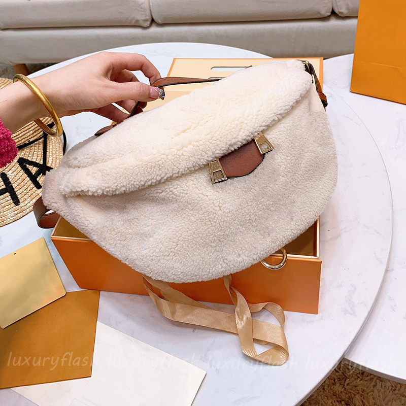 

Winter Designer Plush Chest Bags Fashion Womens Crossbody Bags Mens Luxurys 2021 Cross Body Fashion Lambswool Vintage Waist Purses, Box(not sold separately)