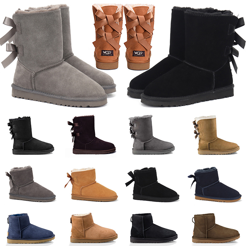 

Australia New 2022 chestnut half Ankle Boots luxury designer women girls lady platform Snow Boot womens mini bailey bow boot classic short Winter Shoes, A#1 bailey bow (1)