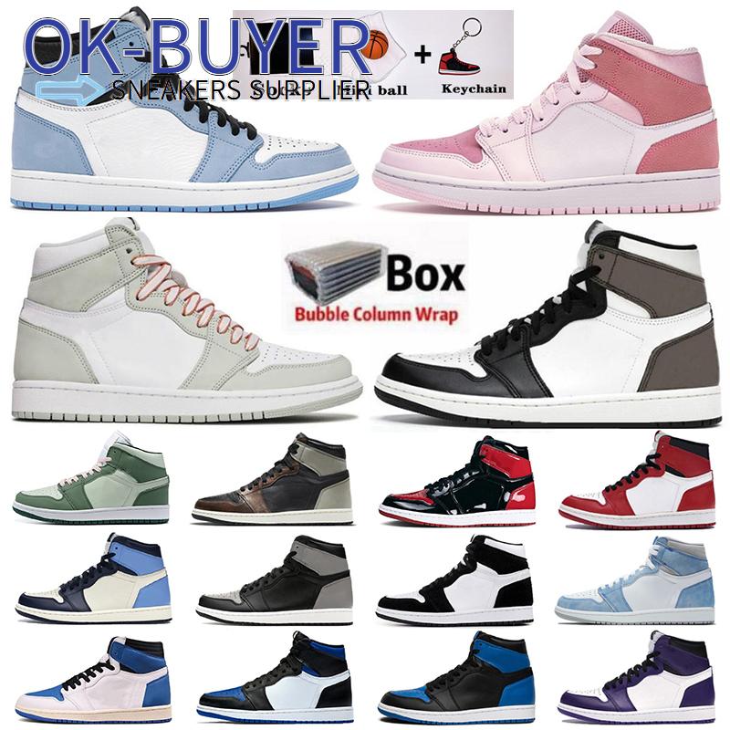 

1 University Blue Hyper Royal Twist Chicago Basketball Shoes Men 1s Mid Milan Digital Pink Sail Patent Bred Toe women Court Purple Sports, #35