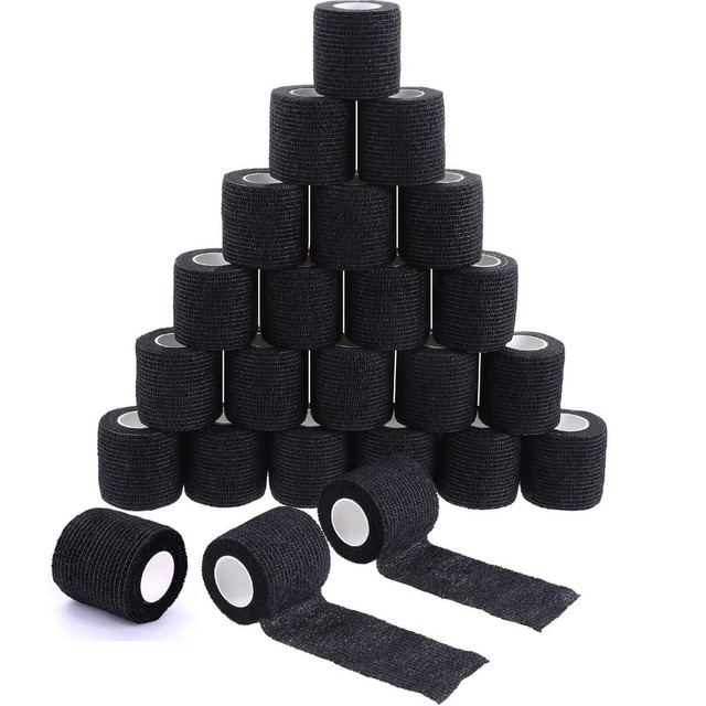 Health Beauty Body Art Grips 96/48/24/12/6 Black Tattoo Grip Bandage Cover Wraps Tapes Nonwoven Waterproof Self Adhesive Finger Pr ...