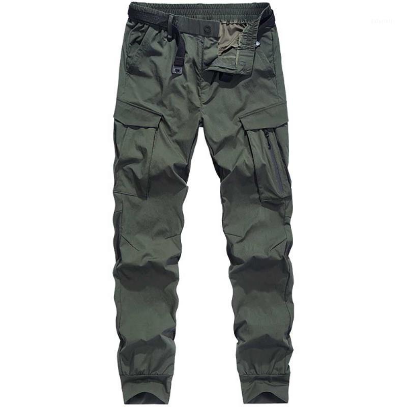 

Men's Pants Spring Summer Cargo Men Casual Joggers Polyester Lightweight Trousers Elastic Waist And Ankles With 3D Pockets, Black