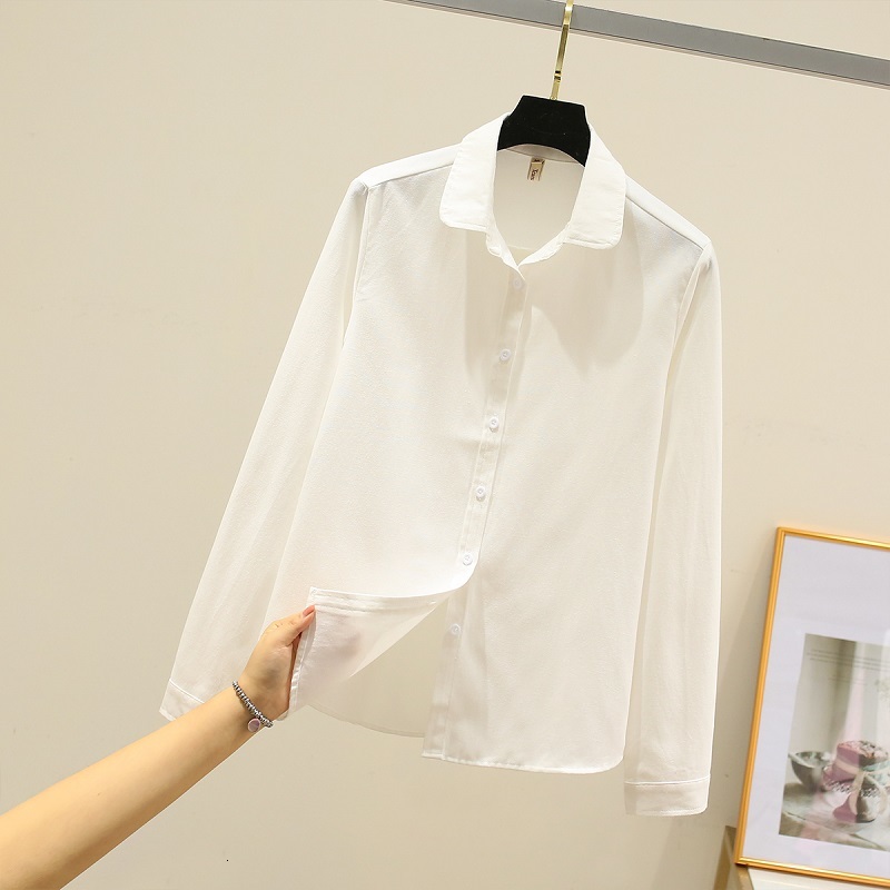 

2021 Oxford Shirts Womens Blouses Long Sleeve Casual Cotton Girls Tops Student Shirt Female Clothes Outwear Spring New Solid Color Ll9g, Blue