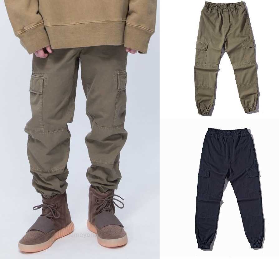 

tooling Kanyewest casual coconut pocket high multi street bag leg shrinking jogging pants, Black;white