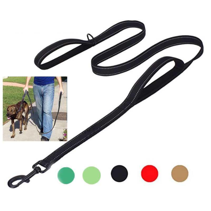 

Dog Collars & Leashes Reflective Pet Leash Double 2 Handles Training For Small Medium Large Dogs Pitbull Heavy Duty Rope Supplies