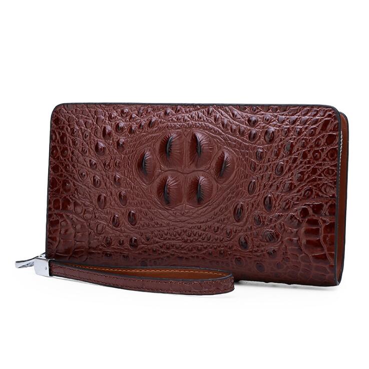 

wholesale men handbag Fashion crocodile business wrist bag double zipper leather mens wallet England Style crocodiles leathers storage wallets, Black(boutique box)