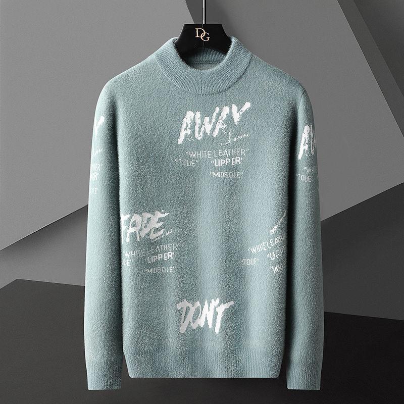

Men's Sweaters Korean Fall Winter Casual Mens Sweater Long Sleeve Slim Letter Knitted Pullovers Round Neck Street Wear Knitwear Tops Clothin, Black