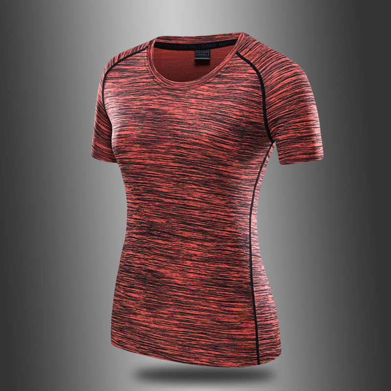 

Orange ice silk quick-drying T-shirt short-sleeved summer breathable running fitness women outdoor moisture-absorbing quick-drying clothes, Black;yellow
