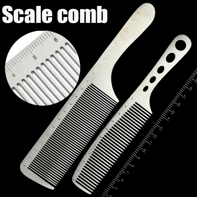 

Sharonds high quality Hair Salon Stainless Steel Comb Stainless Steel Hair Salon Professional Haircut Men 's Flat Head Comb 210302